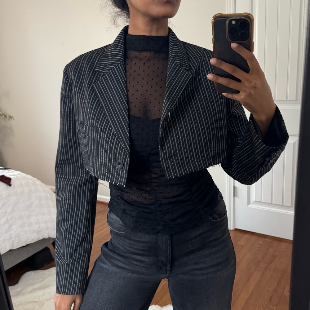 Urban Outfitters Striped Cropped Blazer